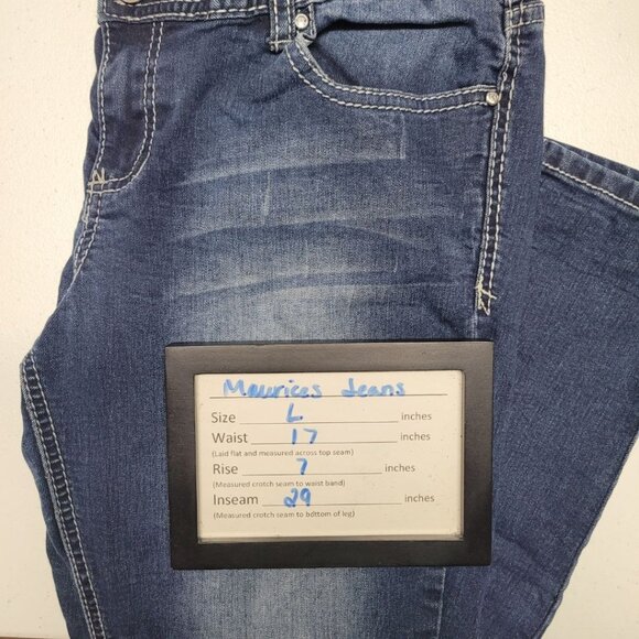 Maurices Jeans Blue Denim Skinny Ankle Sequins Embroidered Pockets Womens L Reg - Picture 6 of 7